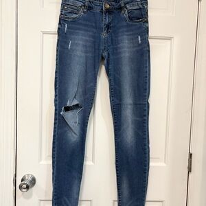 Kut from the Kloth Distressed‎ Jeans Toothpick Skinny Med Wash Mid Rise Denim